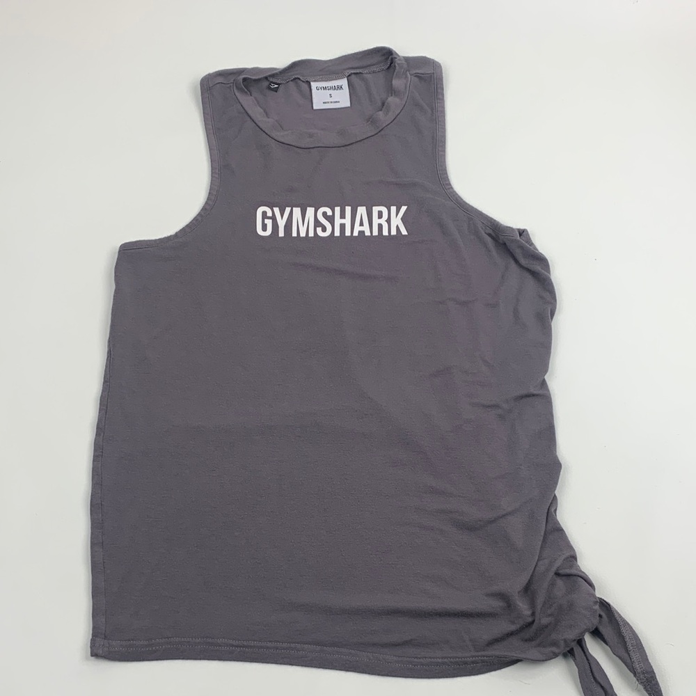 Gymshark Light gray Charcoal Sleeveless Tank Top Size Small Racerback Side knot